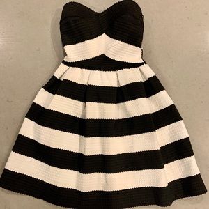 Black and White Strapless Dress